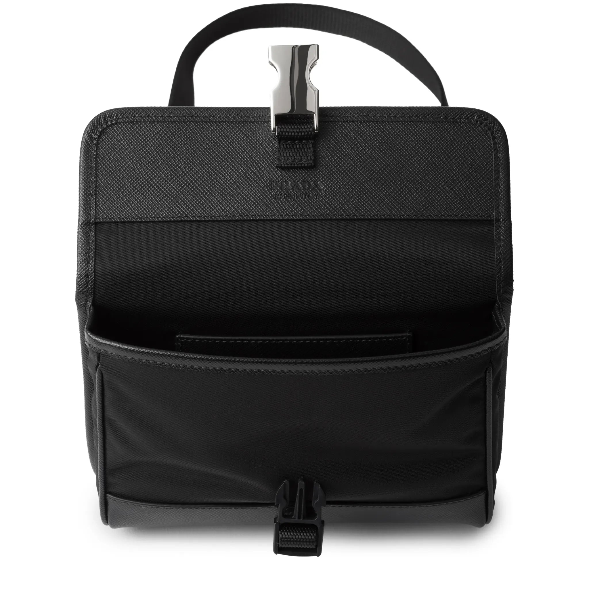 Inside View of Prada Re-Nylon Saffiano Leather Black Smartphone Case 2ZH108_2DMH_F0002